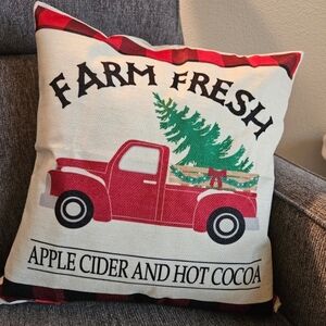 Farm Fresh Holiday Pillow - Red and Green